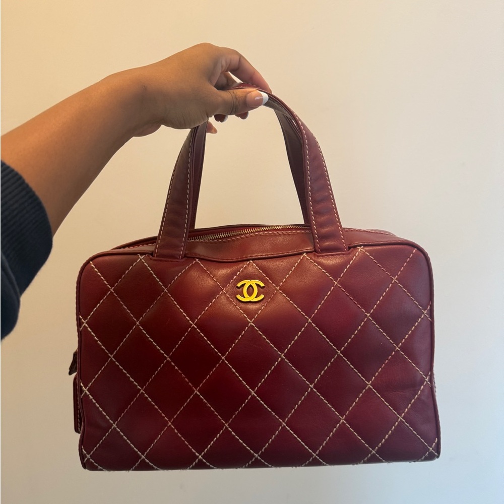 Chanel Burgundy Quilted Handbag
